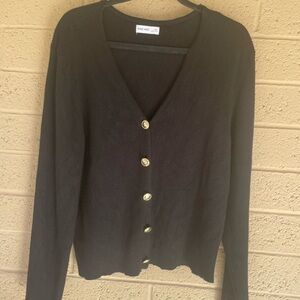 Nine West Black Cardigan with Gold Buttons